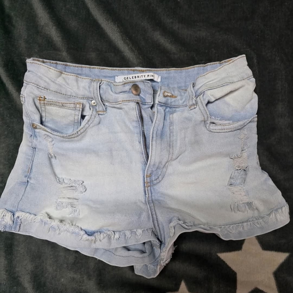 Celebrity Pink Distressed Light Blue Jean Shorts